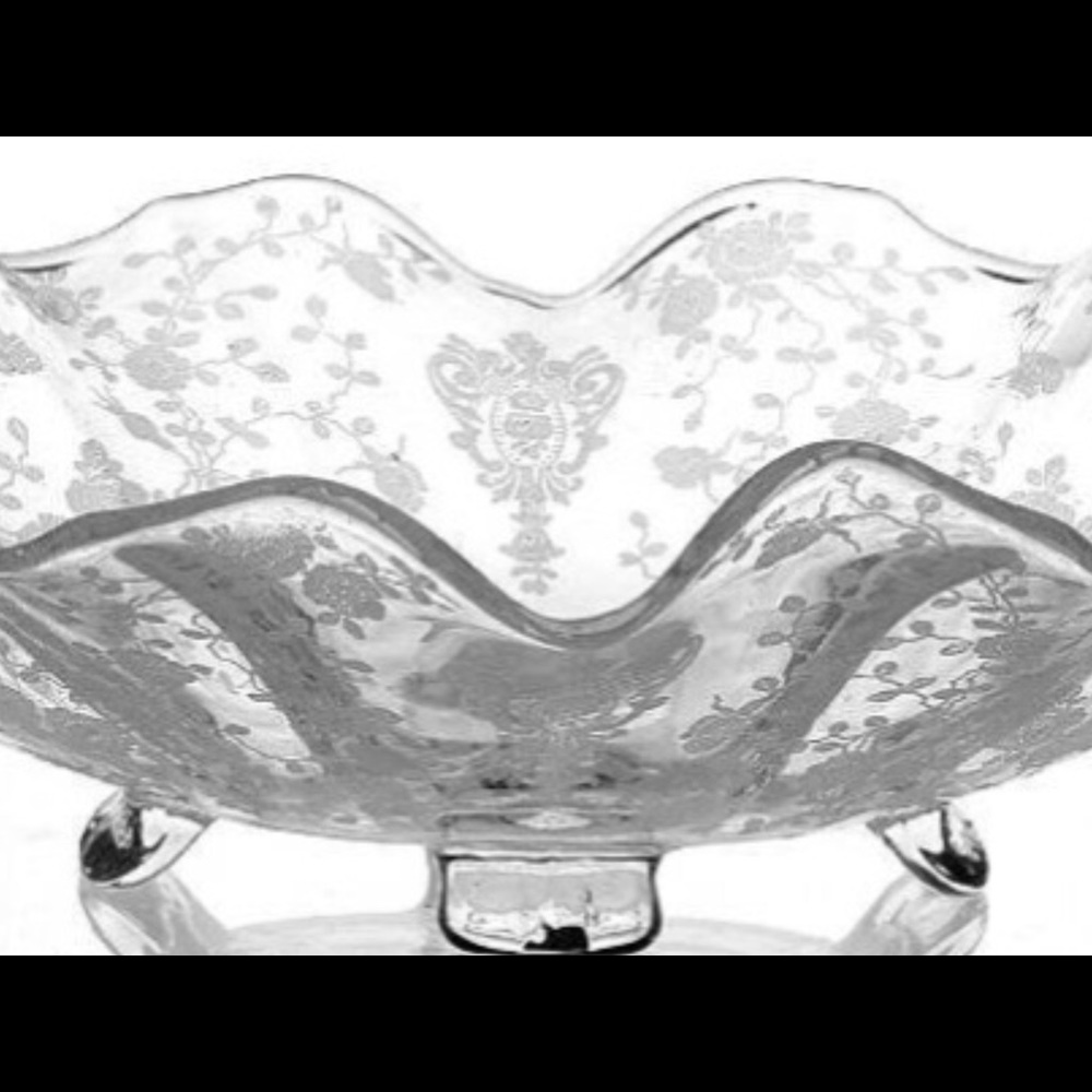 1934, Rose Point Oval Crystal Bowl
